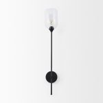 Clyde 6.0L x 8.0W x 37.0H Matte Black W/Glass Round Wall Sconce