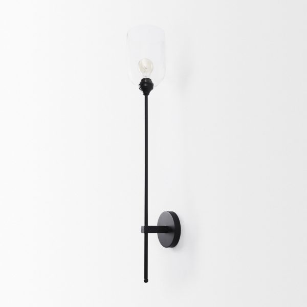 Clyde 6.0L x 8.0W x 37.0H Matte Black WGlass Round Wall Sconce 3