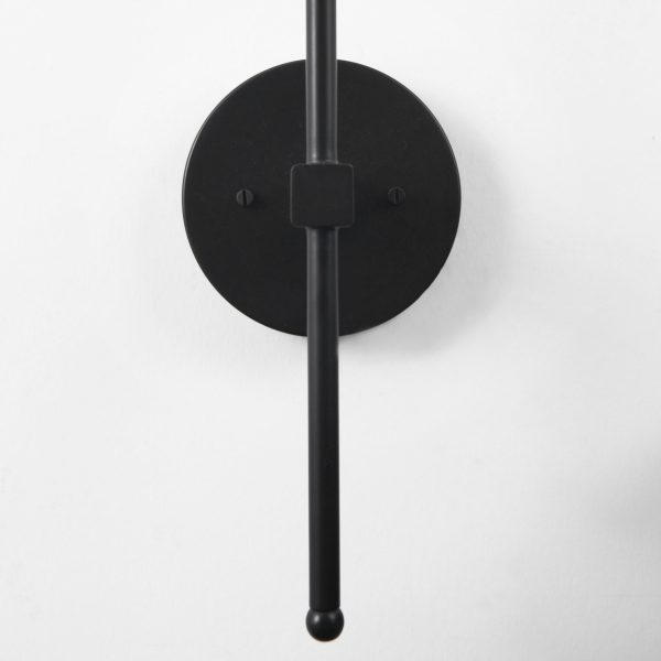 Clyde 6.0L x 8.0W x 37.0H Matte Black WGlass Round Wall Sconce 6
