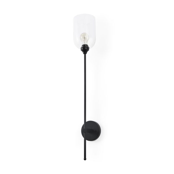 Clyde 6.0L x 8.0W x 37.0H Matte Black WGlass Round Wall Sconce