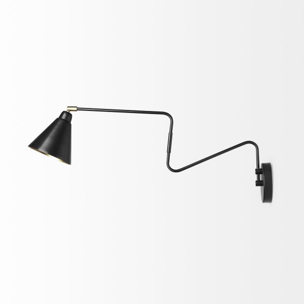 Cobalt 6L x 32W Black Metal Cone Shaped Swivel Wall Sconce 2