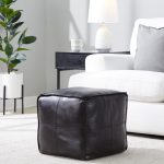 Cobbler 19-Inch Black Leather Patchwork Industrial Square Pouf Ottoman 8 Cobbler 19-Inch Black Leather Patchwork Industrial Square Pouf Ottoman