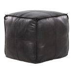 Cobbler 19-Inch Black Leather Patchwork Industrial Square Pouf Ottoman 9 Cobbler 19-Inch Black Leather Patchwork Industrial Square Pouf Ottoman
