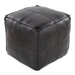 Cobbler 19-Inch Black Leather Patchwork Industrial Square Pouf Ottoman 11 Cobbler 19-Inch Black Leather Patchwork Industrial Square Pouf Ottoman