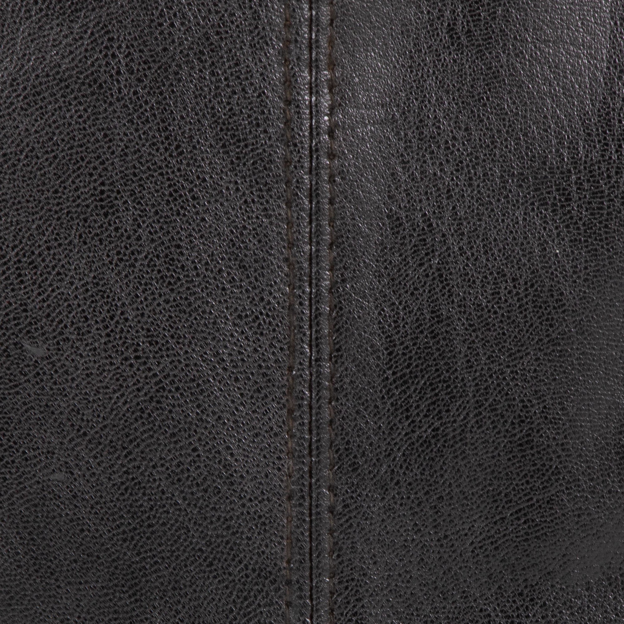 Cobbler 19-Inch Black Leather Patchwork Industrial Square Pouf Ottoman 6 Cobbler 19-Inch Black Leather Patchwork Industrial Square Pouf Ottoman - Image 6