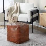 Cobbler 19-Inch Brown Leather Industrial Patchwork Square Pouf Ottoman 12 Cobbler 19-Inch Brown Leather Industrial Patchwork Square Pouf Ottoman