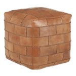 Cobbler 19-Inch Brown Leather Industrial Patchwork Square Pouf Ottoman 13 Cobbler 19-Inch Brown Leather Industrial Patchwork Square Pouf Ottoman