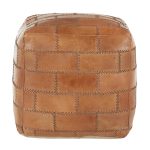 Cobbler 19-Inch Brown Leather Industrial Patchwork Square Pouf Ottoman 14 Cobbler 19-Inch Brown Leather Industrial Patchwork Square Pouf Ottoman