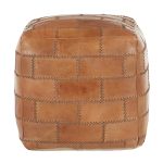 Cobbler 19-Inch Brown Leather Industrial Patchwork Square Pouf Ottoman 16 Cobbler 19-Inch Brown Leather Industrial Patchwork Square Pouf Ottoman