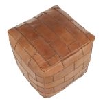 Cobbler 19-Inch Brown Leather Industrial Patchwork Square Pouf Ottoman 17 Cobbler 19-Inch Brown Leather Industrial Patchwork Square Pouf Ottoman