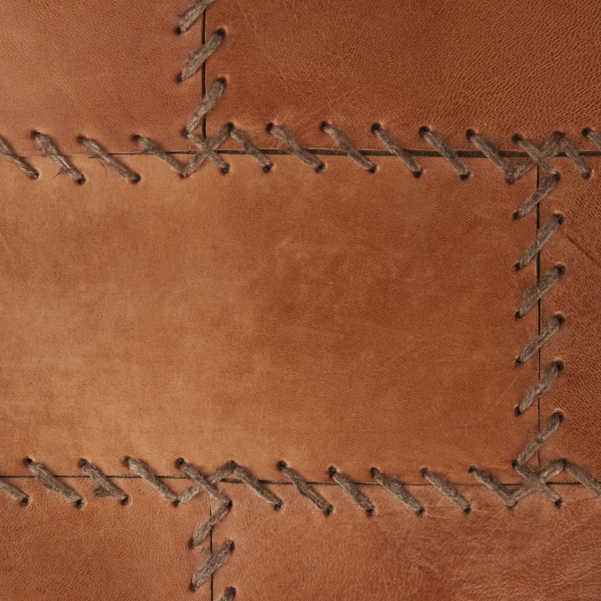 Cobbler 19-Inch Brown Leather Industrial Patchwork Square Pouf Ottoman 9 Cobbler 19-Inch Brown Leather Industrial Patchwork Square Pouf Ottoman - Image 9