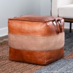 Cobbler 19-Inch Brown Leather and Tan Canvas Industrial Pouf 10 Cobbler 19-Inch Brown Leather and Tan Canvas Industrial Pouf