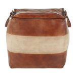 Cobbler 19-Inch Brown Leather and Tan Canvas Industrial Pouf 12 Cobbler 19-Inch Brown Leather and Tan Canvas Industrial Pouf