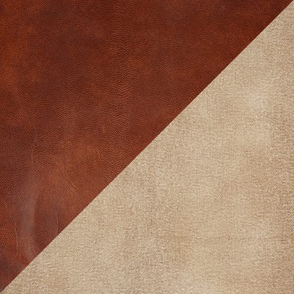 Cobbler 19 Inch Brown Leather and Tan Canvas Industrial Pouf 7