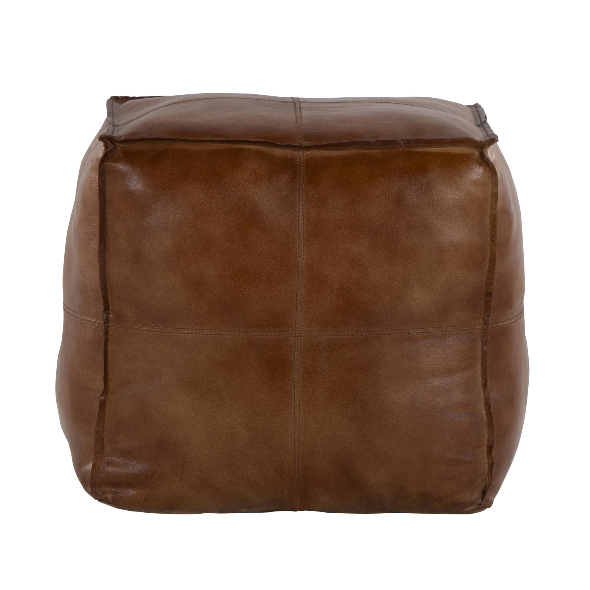 Cobbler 19-Inch Espresso Leather Patchwork Industrial Pouf Ottoman 4 Cobbler 19-Inch Espresso Leather Patchwork Industrial Pouf Ottoman - Image 4