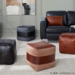 Cobbler Black Leather Grey Canvas Industrial Pouf Ottoman 19-Inch 9 Cobbler Black Leather Grey Canvas Industrial Pouf Ottoman 19-Inch