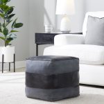 Cobbler Black Leather Grey Canvas Industrial Pouf Ottoman 19-Inch 8 Cobbler Black Leather Grey Canvas Industrial Pouf Ottoman 19-Inch