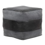 Cobbler Black Leather Grey Canvas Industrial Pouf Ottoman 19-Inch 11 Cobbler Black Leather Grey Canvas Industrial Pouf Ottoman 19-Inch