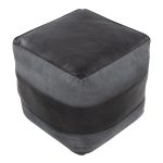 Cobbler Black Leather Grey Canvas Industrial Pouf Ottoman 19-Inch 13 Cobbler Black Leather Grey Canvas Industrial Pouf Ottoman 19-Inch
