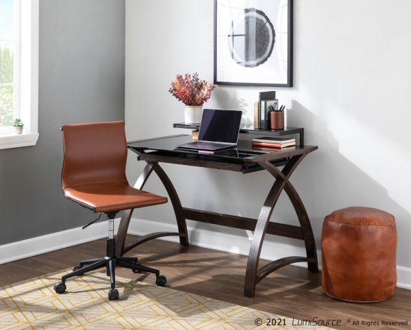 Cobbler Brown Leather Industrial Round Pouf Ottoman 15 Inch 2