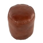 Cobbler Brown Leather Industrial Round Pouf Ottoman 15-Inch 15 Cobbler Brown Leather Industrial Round Pouf Ottoman 15-Inch