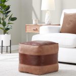 Cobbler Espresso Leather and Tan Canvas Industrial Pouf Ottoman 7 Cobbler Espresso Leather and Tan Canvas Industrial Pouf Ottoman