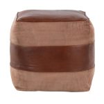 Cobbler Espresso Leather and Tan Canvas Industrial Pouf Ottoman 10 Cobbler Espresso Leather and Tan Canvas Industrial Pouf Ottoman