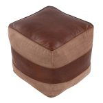 Cobbler Espresso Leather and Tan Canvas Industrial Pouf Ottoman 11 Cobbler Espresso Leather and Tan Canvas Industrial Pouf Ottoman