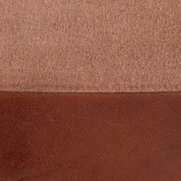 Cobbler Espresso Leather and Tan Canvas Industrial Pouf Ottoman 6