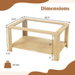 Rustic 2-Tier Coffee Table with Tempered Glass and Storage Shelf 12 Rustic 2-Tier Coffee Table with Tempered Glass and Storage Shelf