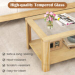 Rustic 2-Tier Coffee Table with Tempered Glass and Storage Shelf 14 Rustic 2-Tier Coffee Table with Tempered Glass and Storage Shelf