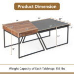 Modern Trapezoid Coffee Tables with Metal Legs Black (Set of 2) 12 Modern Trapezoid Coffee Tables with Metal Legs Black (Set of 2)