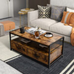 Rustic Brown Coffee Table with Storage Drawers and Open Shelf 8 Rustic Brown Coffee Table with Storage Drawers and Open Shelf