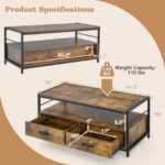 Rustic Brown Coffee Table with Storage Drawers and Open Shelf 12 Rustic Brown Coffee Table with Storage Drawers and Open Shelf