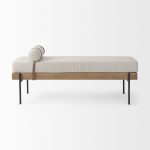 Colburne Cream Fabric w/Brown Wood Bench