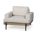Colburne I Beige Fabric W/ Wood and Iron Frame Accent Chair