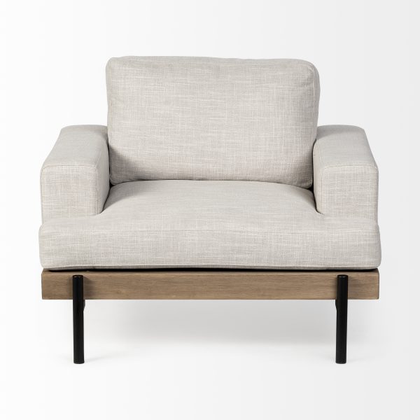 Colburne I Beige Fabric W Wood and Iron Frame Accent Chair 3