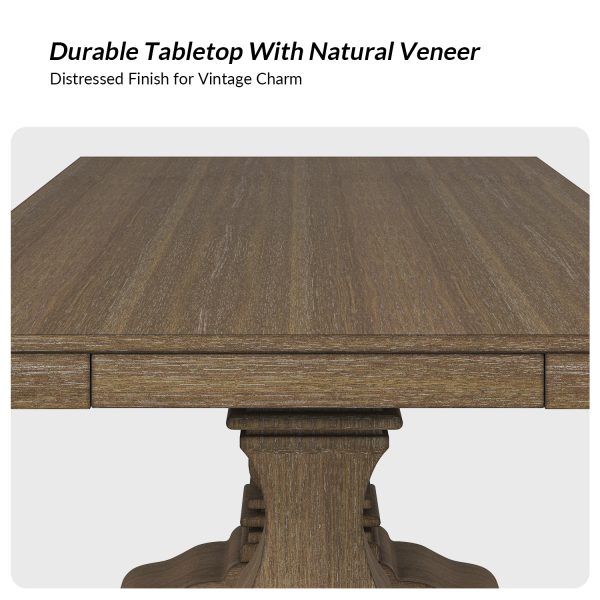 Colestin Light Brown Farmhouse Solid Wood 8 Seat Dining Table 3