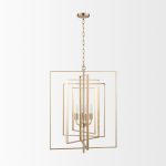 Colleen Antiqued Gold Metal 4-Light Chandelier