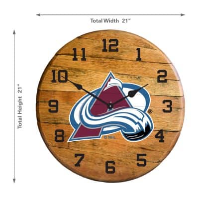 Colorado Avalanche Oak Barrel Clock