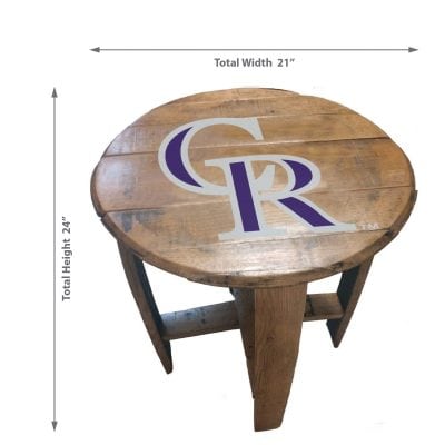 Colorado Rockies Oak Whiskey Barrel Table MLB Licensed