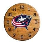 Columbus Blue Jackets Oak Barrel Clock