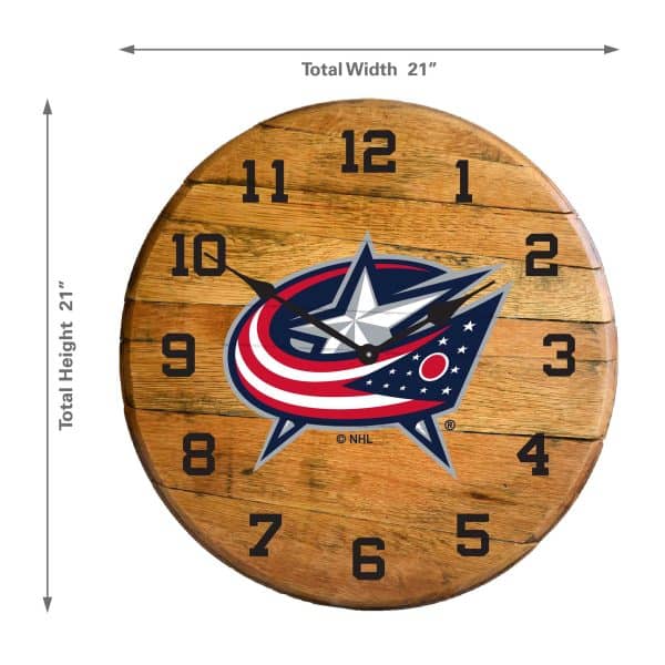 Columbus Blue Jackets Oak Barrel Clock 2