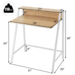 Compact 2 Tier Computer Desk with Ergonomic Monitor Stand