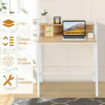 Compact 2 Tier Computer Desk with Ergonomic Monitor Stand