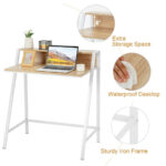 Compact 2 Tier Computer Desk with Ergonomic Monitor Stand