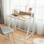 Compact 2 Tier Computer Desk with Ergonomic Monitor Stand