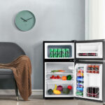 Compact 3.2 Cu Ft Stainless Steel Refrigerator with Freezer