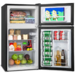 Compact 3.2 Cu. Ft Mini Fridge with Freezer and LED Lights