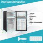 Compact 3.2 Cu. Ft Mini Fridge with Freezer and LED Lights